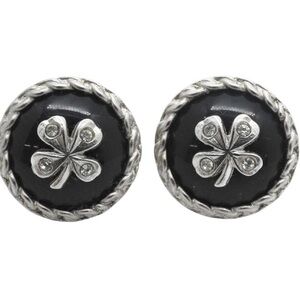 Chanel Clover Rhinestone Stud Earrings